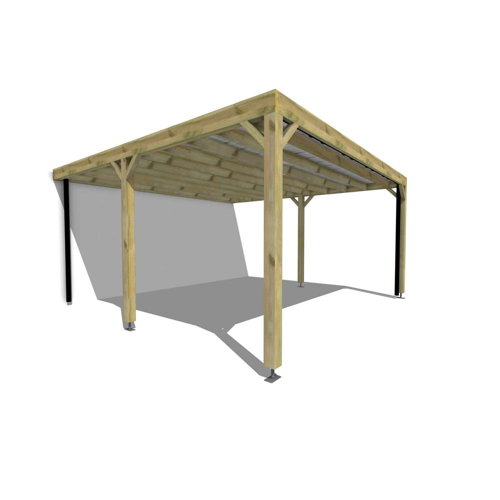 Carport bois • 5m x 5m • adossée • sens largeur • livraison comprise