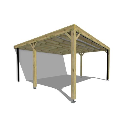 Carport bois • 5m x 5m • adossée • sens largeur • livraison comprise