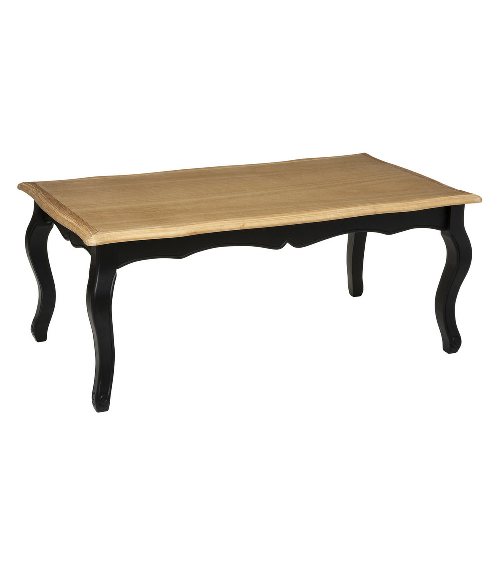 Table basse en bois noir et naturel 110 x 60 cm