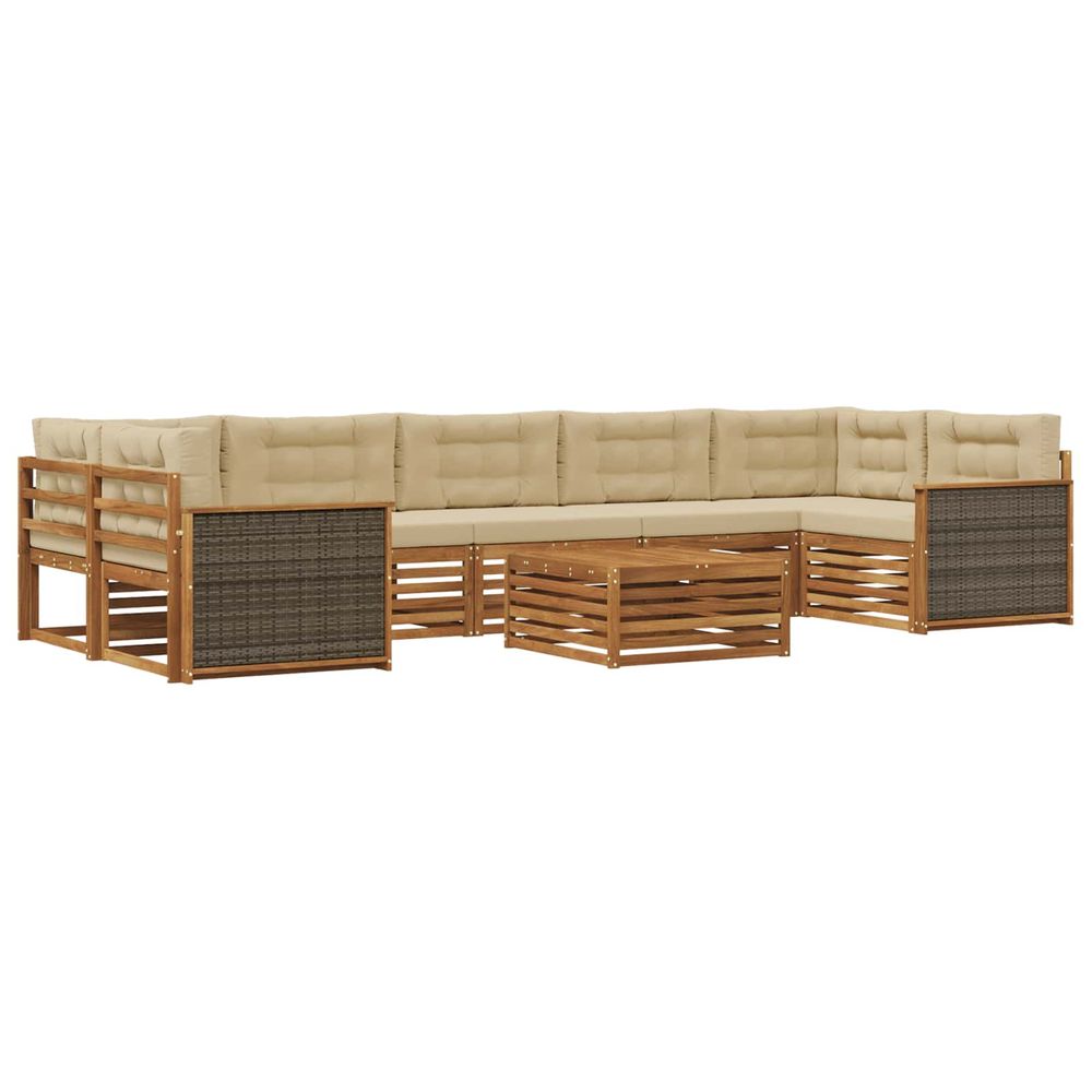 Ensemble de canapés d'extérieur 8 pc naturel et beige