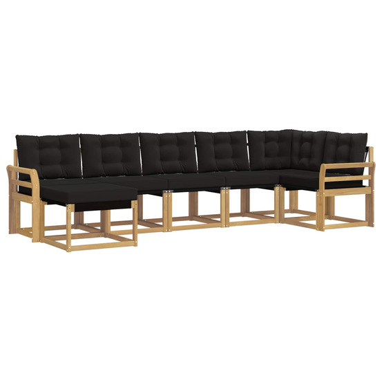 Ensemble de canapés d'extérieur 7 pcs blanc et noir