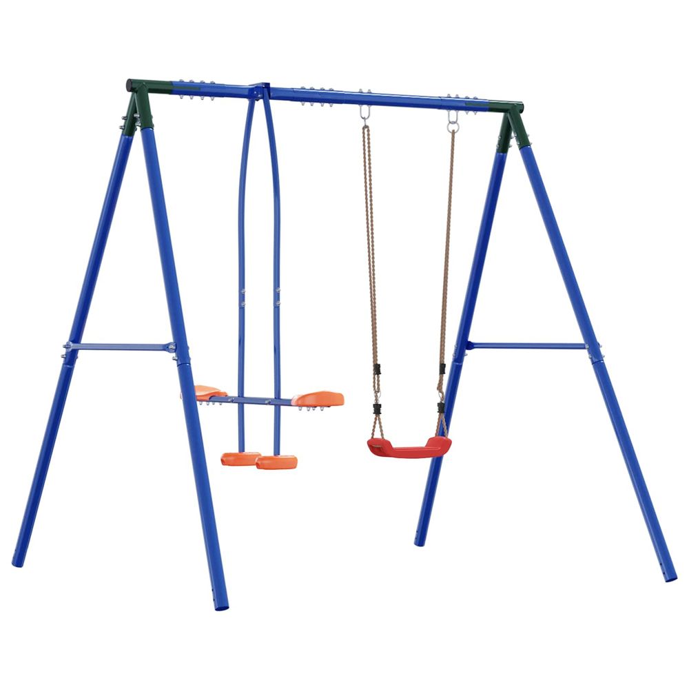 Bleu, vert, orange et rouge acier et plastique