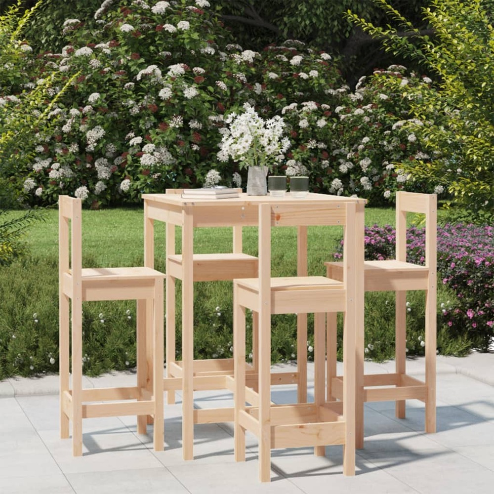 Ensemble de bar de jardin 5 pcs bois de pin massif