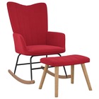 Chaise à bascule avec repose-pied rouge bordeaux velours