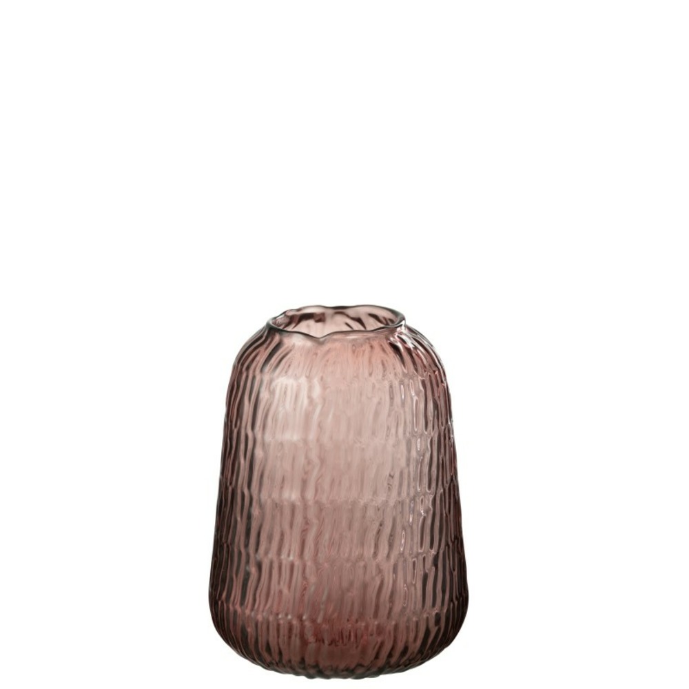 Vase en verre rose 17x17x23 cm