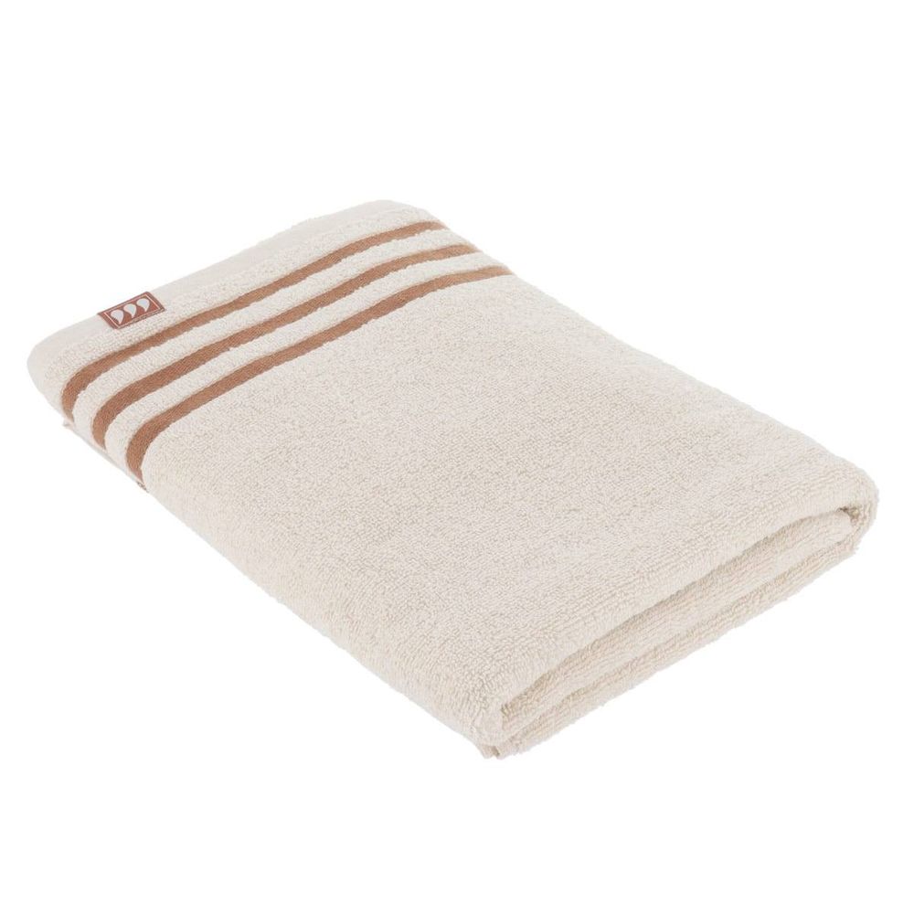 Serviette de bain a rayures 70x130 cm 100% coton - ivoire/mocha