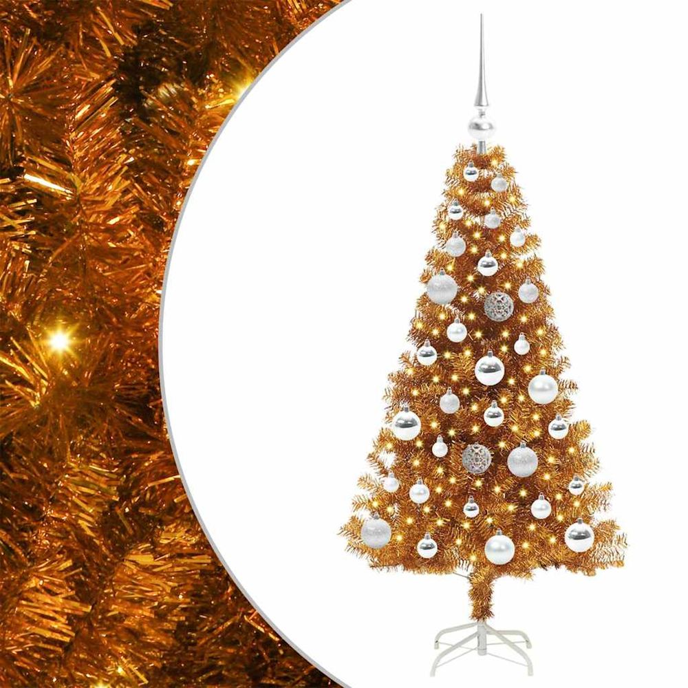 Sapin de noël avec 150 led avec support doré 120 cm pet