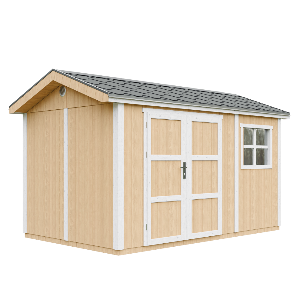 Abri de jardin qualité premium 8,68 m² - h252x250x412 cm - construction de panneaux lp smartside - timbela m914a-harvest honey