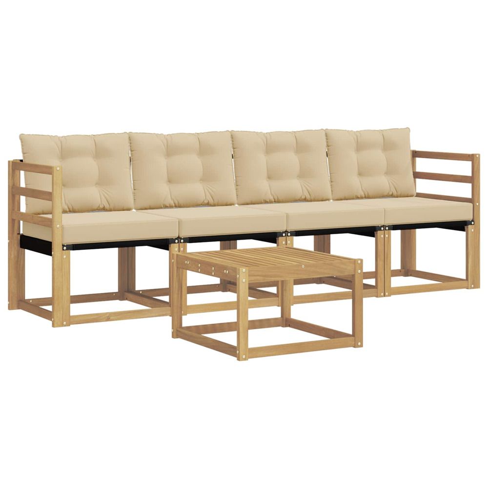 Ensemble de canapés d'extérieur 5 pc blanc et beige