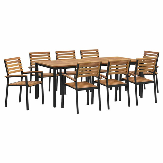 Ensemble de salle à manger pour jardin 9 pcs noir