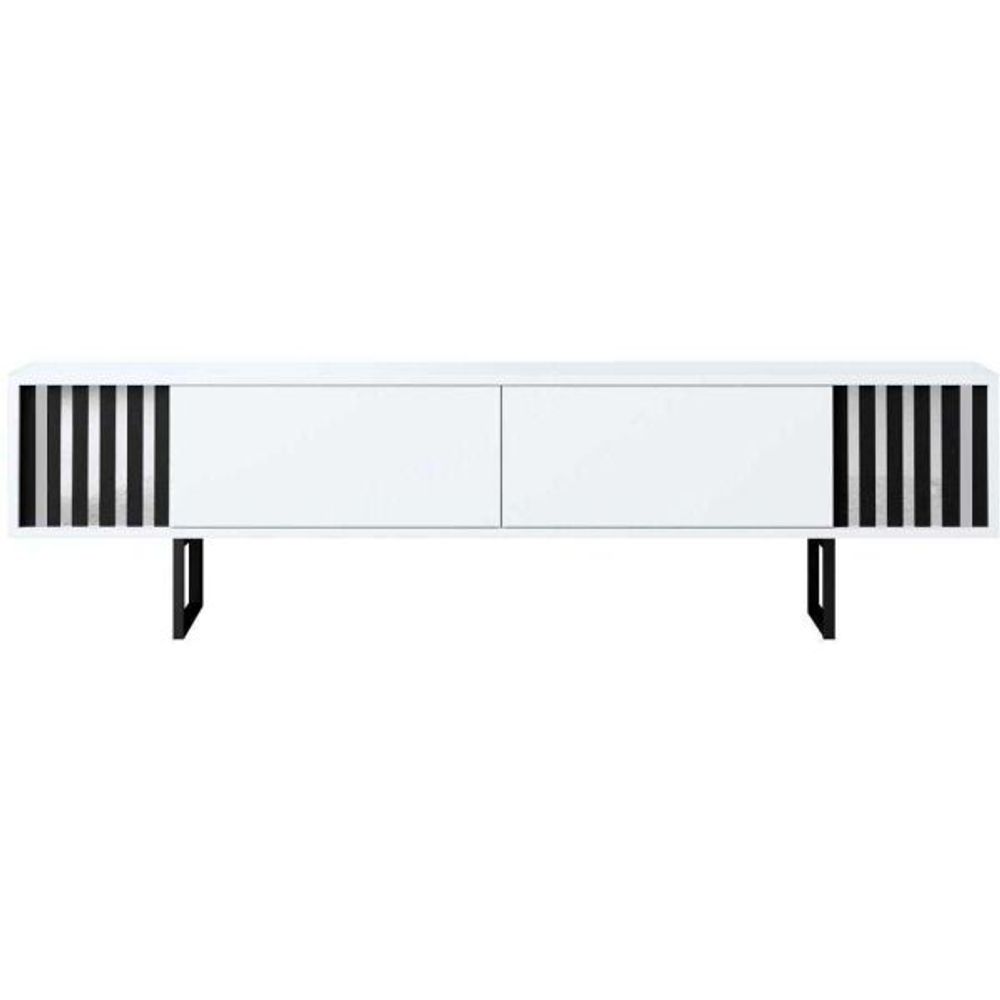 Meuble tv en aggloméré et métal chrome line blanc