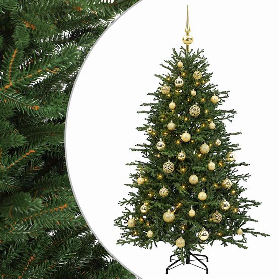 Sapin de noël artificiel avec boules 120 cm 150 led blanc chaud
