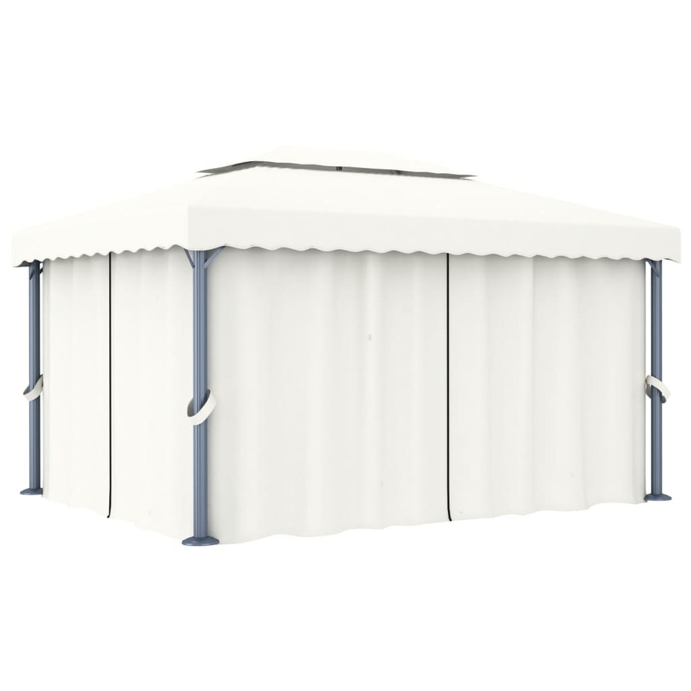 Tonnelle avec rideau 4x3 m blanc crème aluminium