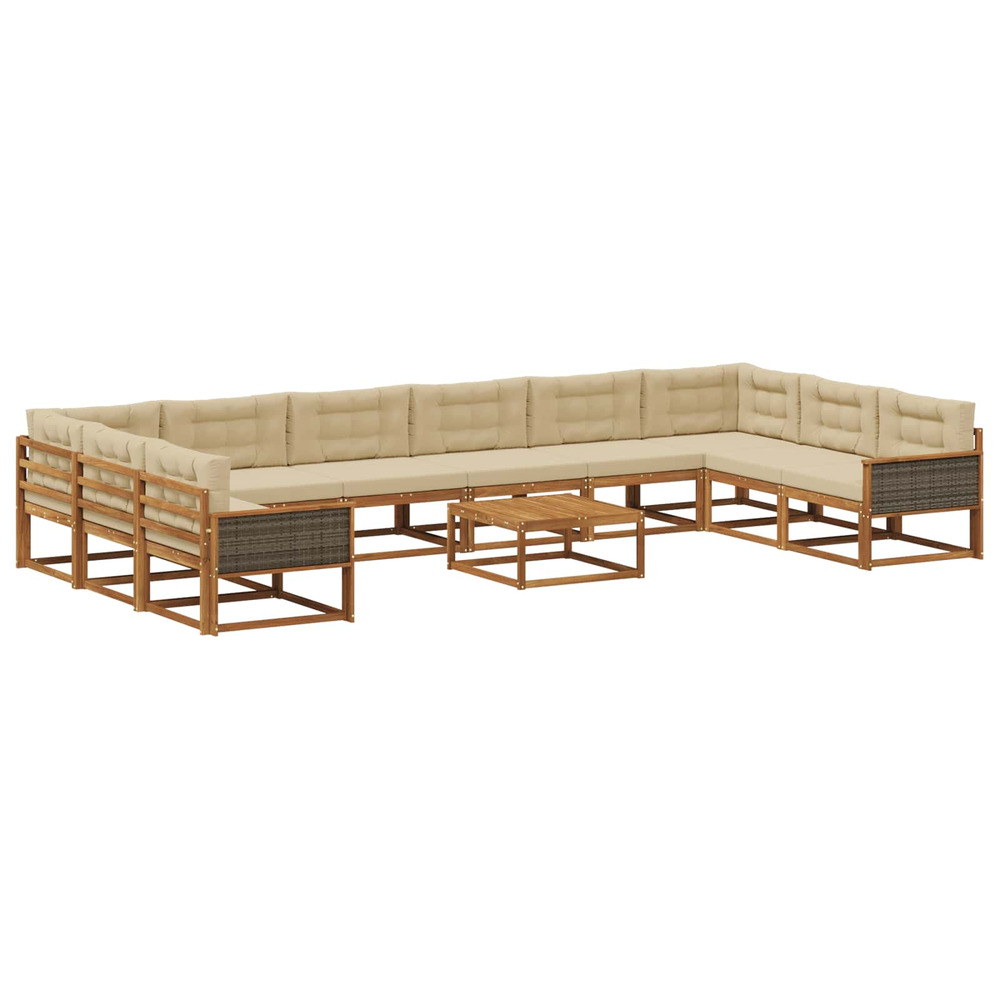 Ensemble de canapés d'extérieur 11 pcs naturel et beige