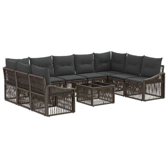 Ensemble de canapé de jardin 10 pc gris polyrotin
