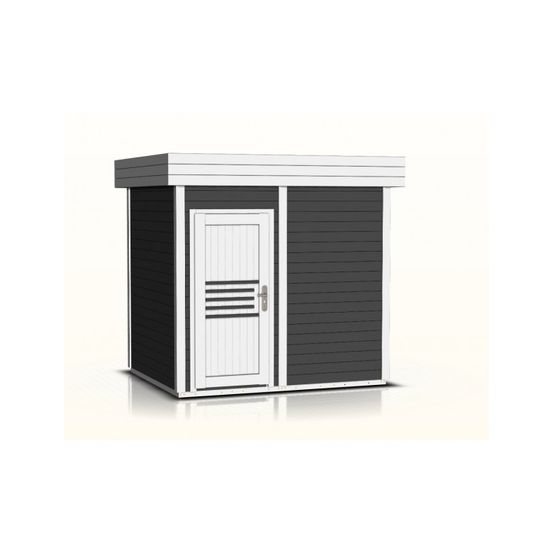 Cabine de sauna extérieur prymula 4 places 253,8x203,8 x h.259 cm-gris anthacite-gris anthacite--