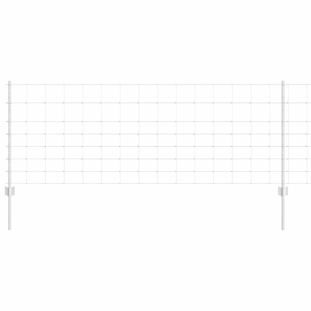 Clôture avec poteau argenté 0,8 x 25 m acier