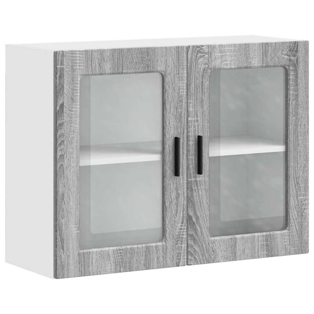 Armoire murale de cuisine avec porte en verre porto sonoma gris