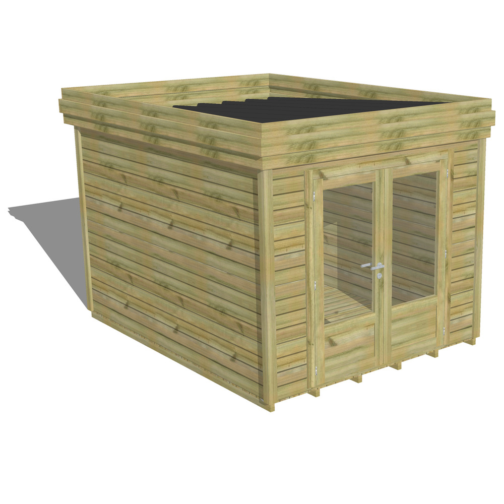 Abri de jardin bois pin traité autoclave 27mm - 2,64x3,44m / 9m2 - bac acier - plancher bois