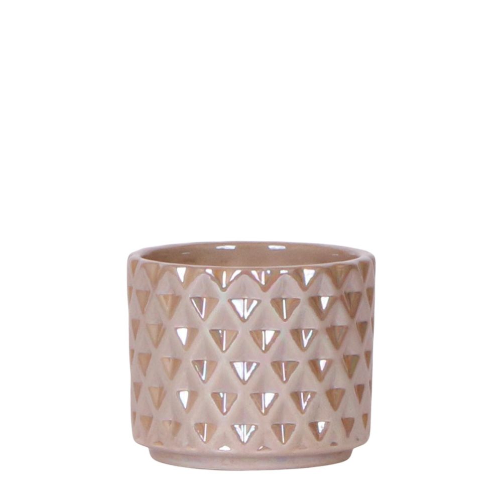 Cache-pot céramique facettes nacrées - éclat précieux - pot de 6cm - sable