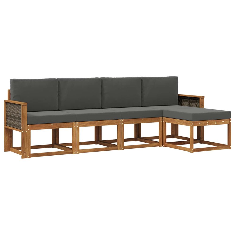 Ensemble de canapés d'extérieur 5 pc naturel et anthracite