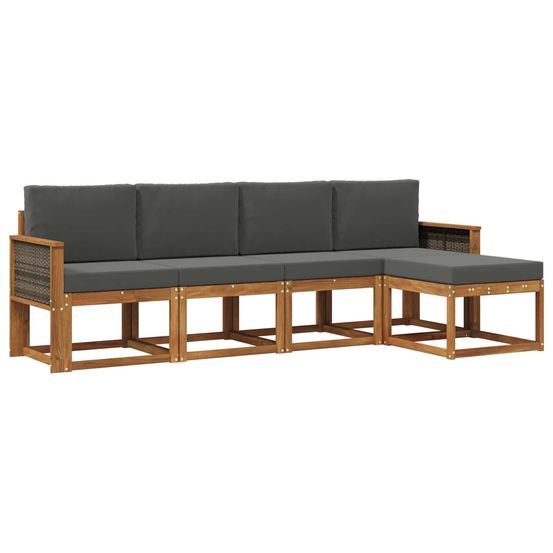 Ensemble de canapés d'extérieur 5 pc naturel et anthracite