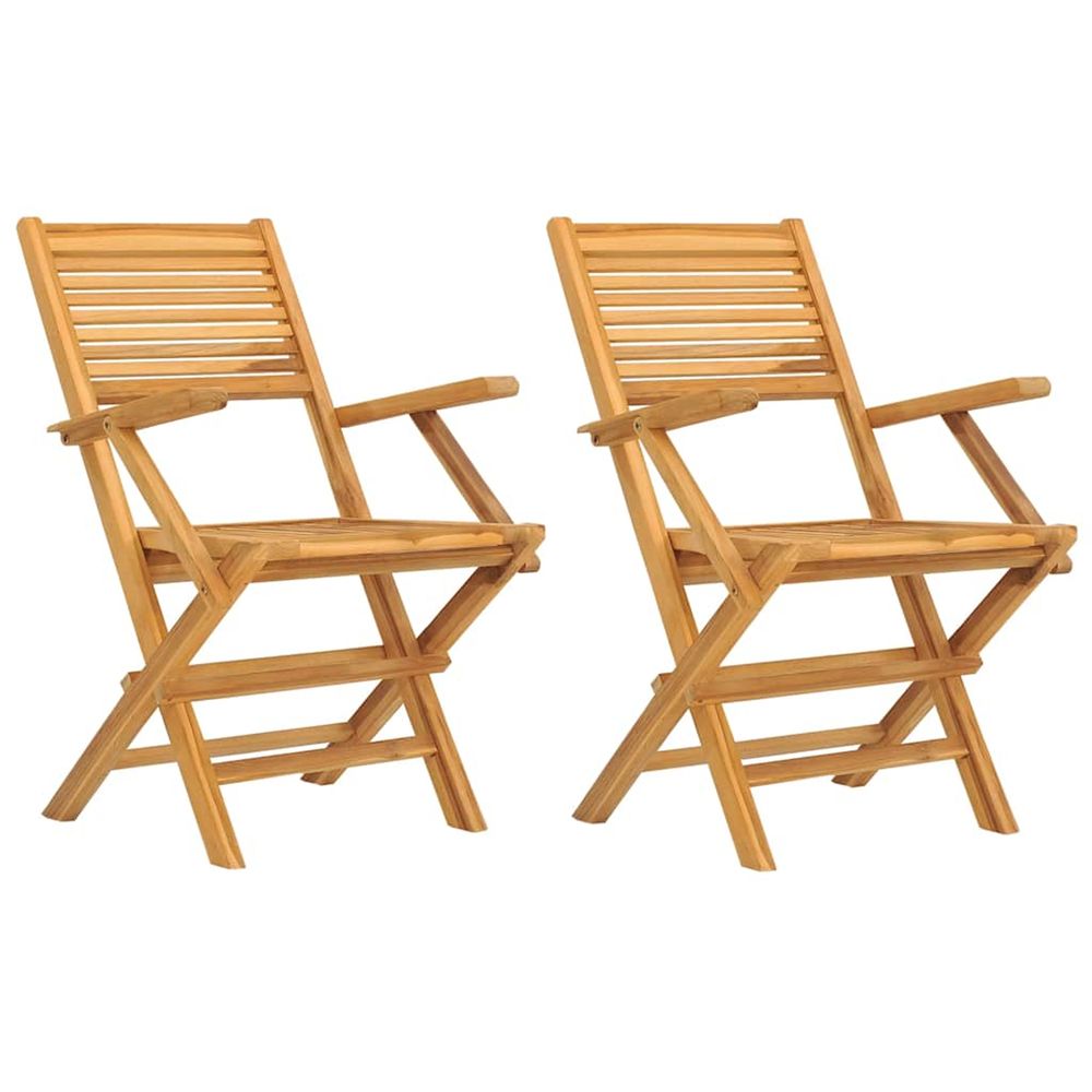 Chaises pliantes, lot de 2, 55 x 62 x 90 cm, en bois de teck massif