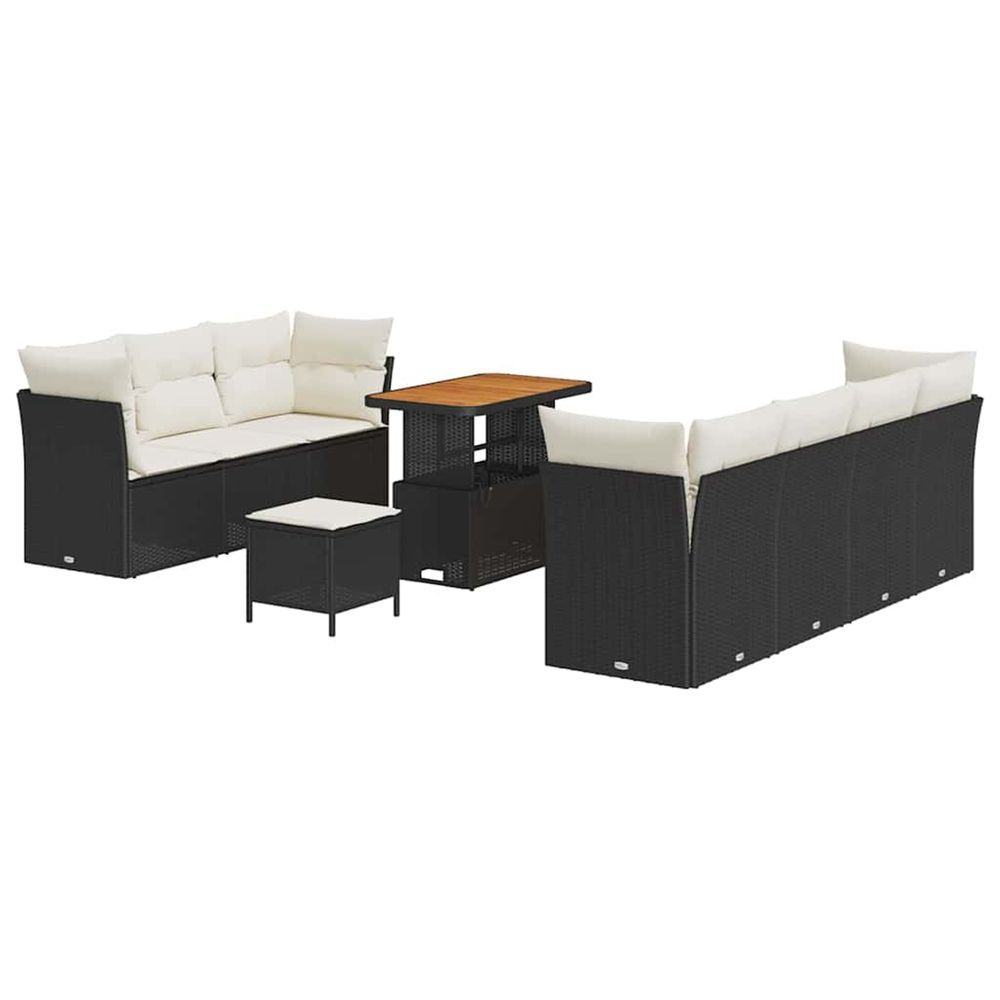 Ensemble de canapé de jardin 10 pc noir polyrotin