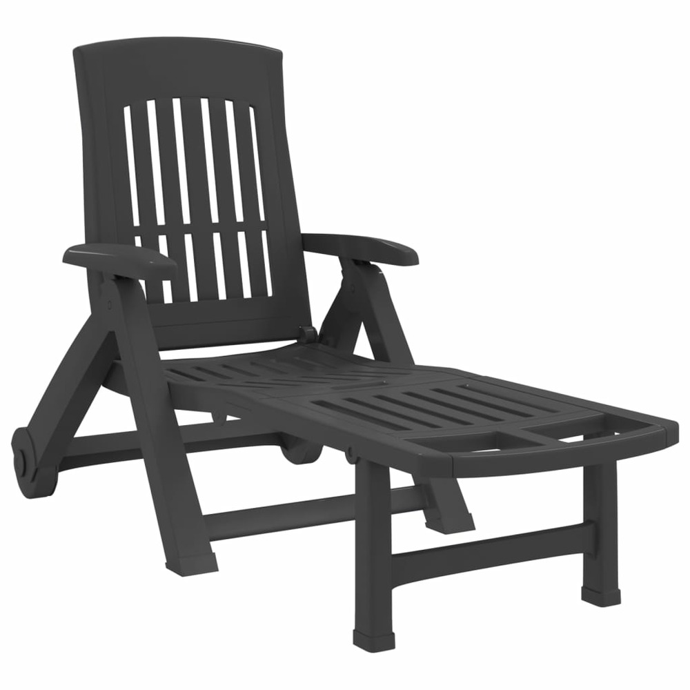 Chaise longue pliable avec roues anthracite pp
