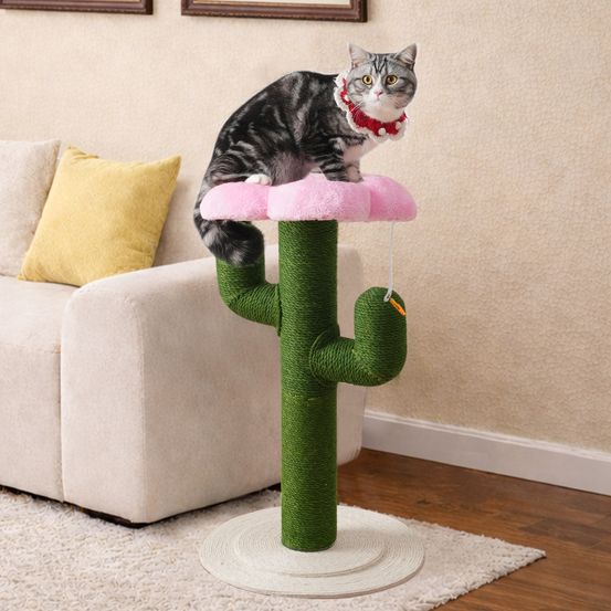 Arbre à chat griffoir design en sisal pour chat d'intérieur repos et griffades 90cm vert