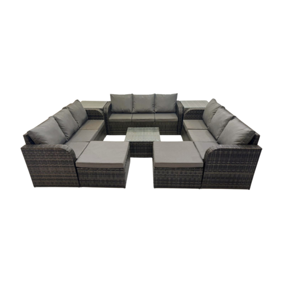 Ensembles de meubles de jardin avec table basse carrée 2 grand tabourets 2 tables d'appoint gris foncé mixte