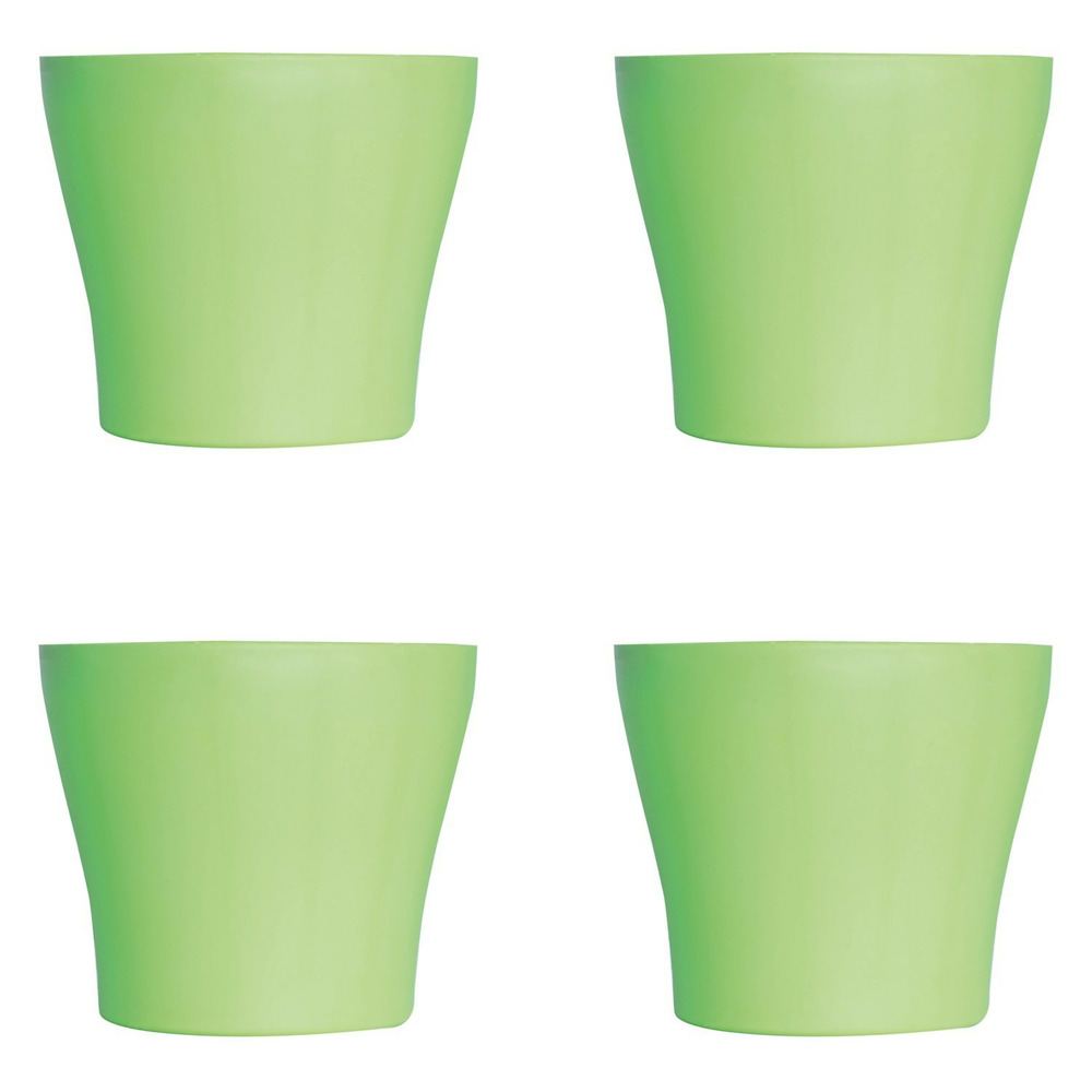 Lot de 4 pots à fleurs en plastique vert avec cache-pot gh629gr st helens home and garden - 20 cm x 14.5 cm