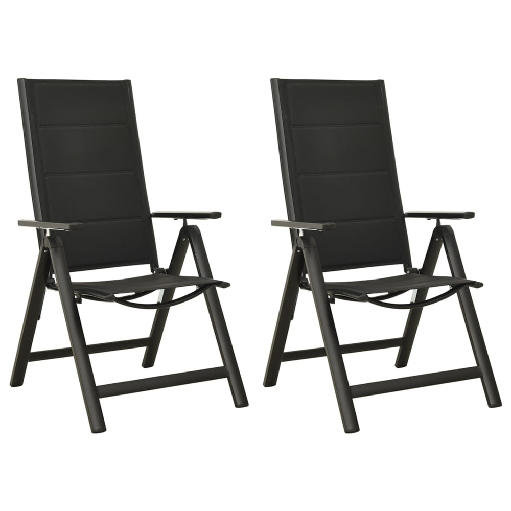 Chaises pliables de jardin lot de 2 textilène et aluminium noir