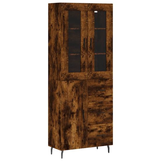 Buffet bahut commode armoire meuble de rangement organisateur cuisine salle de séjour salon haut 69,5 x 34 x 180 cm bois d'in