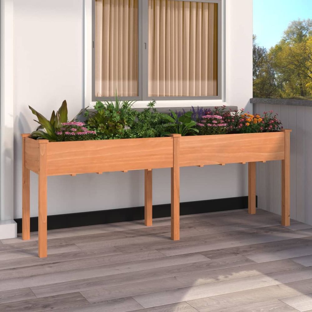 Très grande jardinière sur pieds en bois potager terrasse marron 203cm