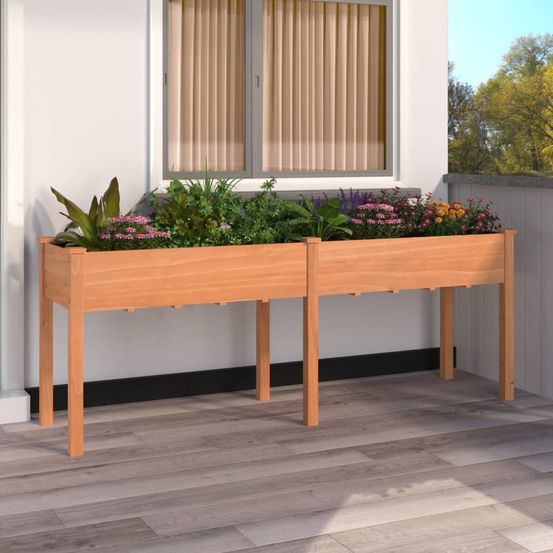 Très grande jardinière sur pieds en bois potager terrasse marron 203cm
