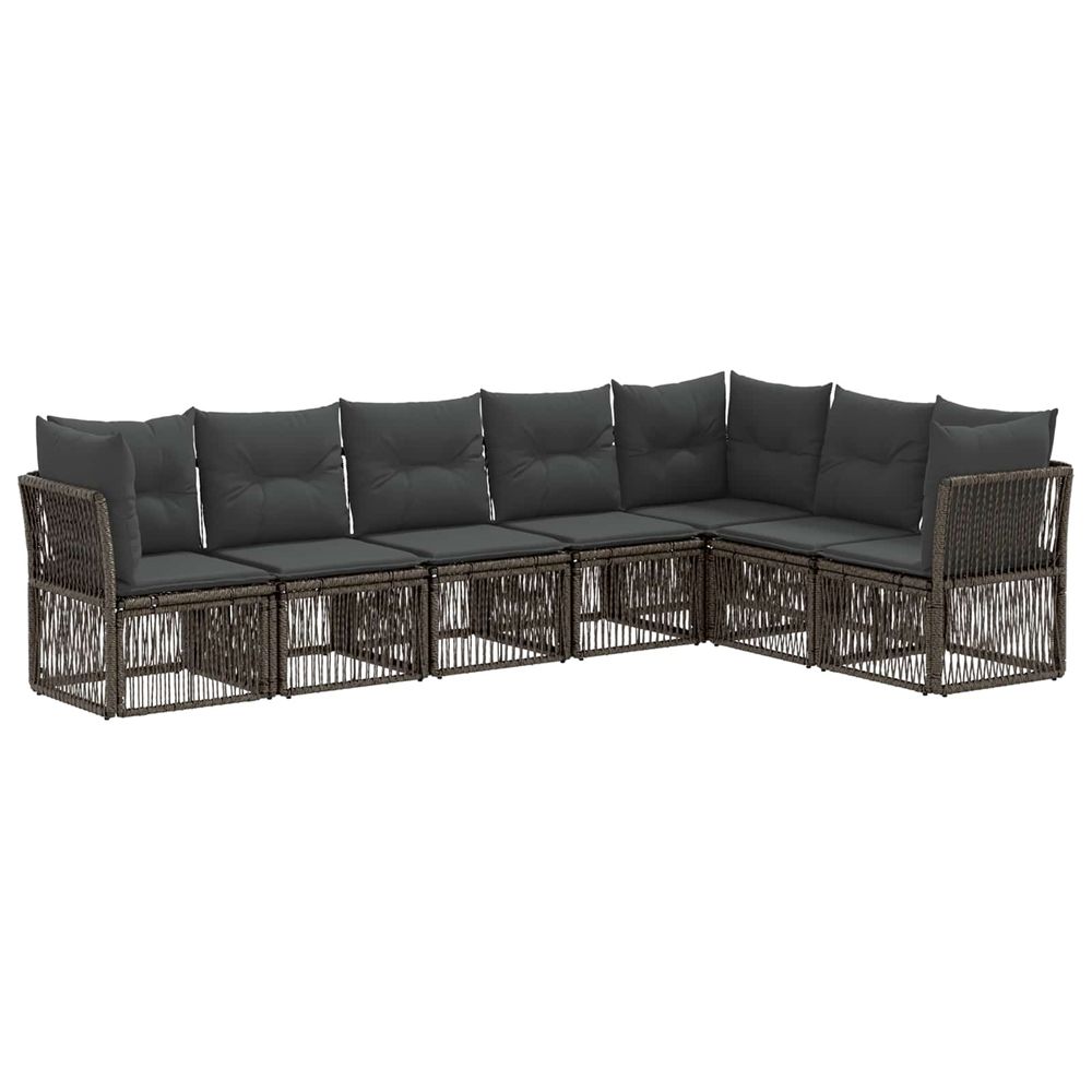 Ensemble de canapé de jardin 7 pc gris polyrotin