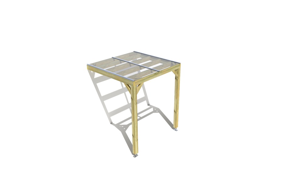 Pergola bois • 2m x 2m • adossée • sens largeur • couverture étanche transparente incluse • livraison comprise