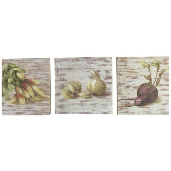 Set de 3 tableaux en bois multicolore 20 x 20 cm