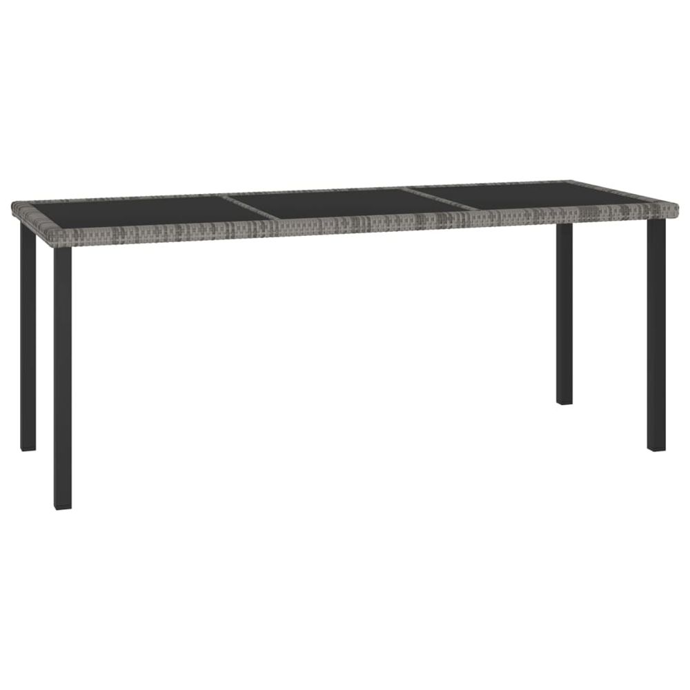 Table à dîner de jardin gris 180x70x73 cm résine tressée