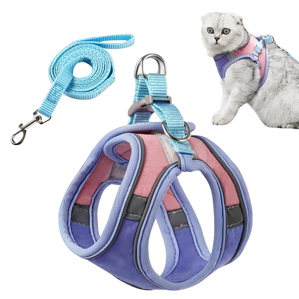 Harnais pour chat avec laisse et doublure réfléchissante m