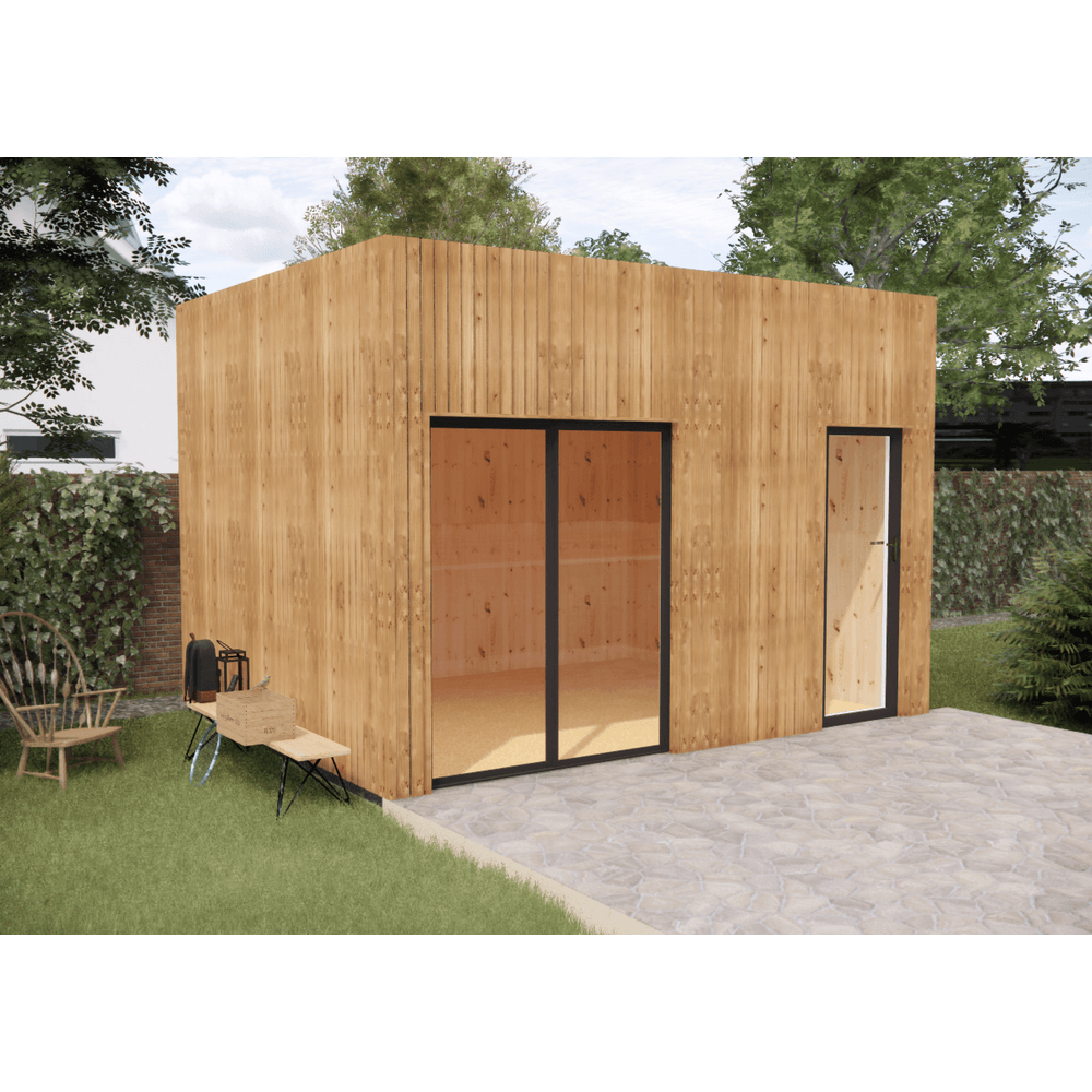 Studio de jardin 4 saisons en bois 4,4 x 3,5 x 3,2 m / isolation re2020 / menuiseries alu k-line