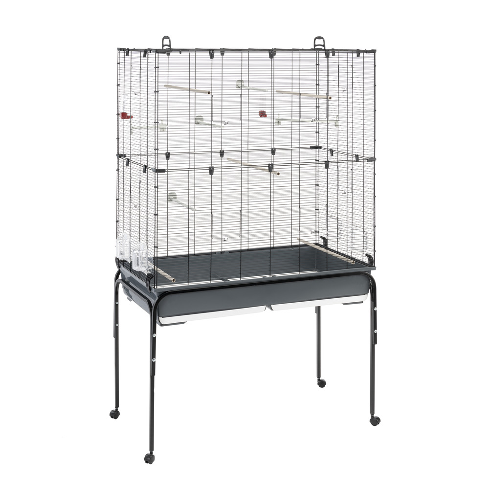 Ferplast cage oiseaux planeta, volière, perruche, canari, petits oiseaux, avec mangeoire et accessoires, support à roulettes