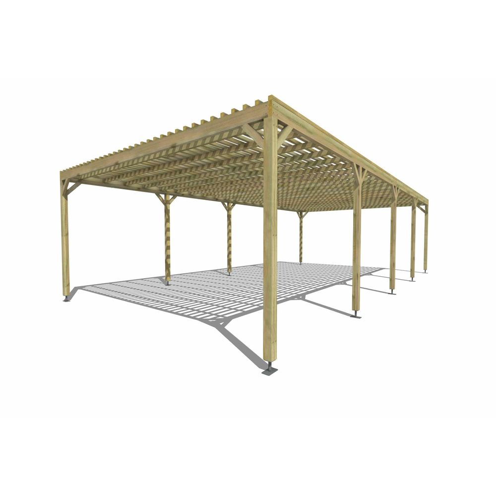 Pergola bois • 10m x 5m • indépendante • sens profondeur • lattage bois • livraison comprise