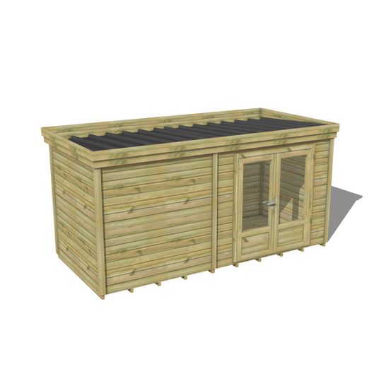 Abri de jardin bois pin traité autoclave 27mm - 4,195x2,14m / 9m2 - bac acier - plancher bois