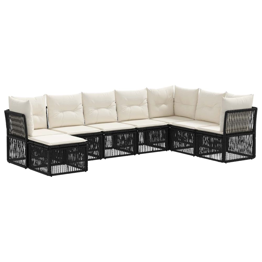Ensemble de canapé de jardin 8 pc noir polyrotin