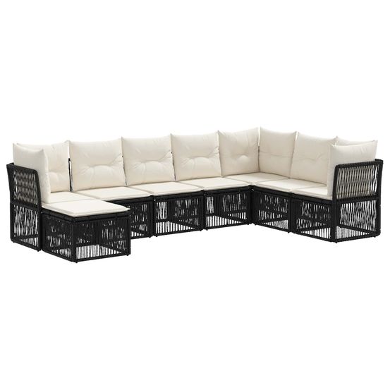 Ensemble de canapé de jardin 8 pc noir polyrotin