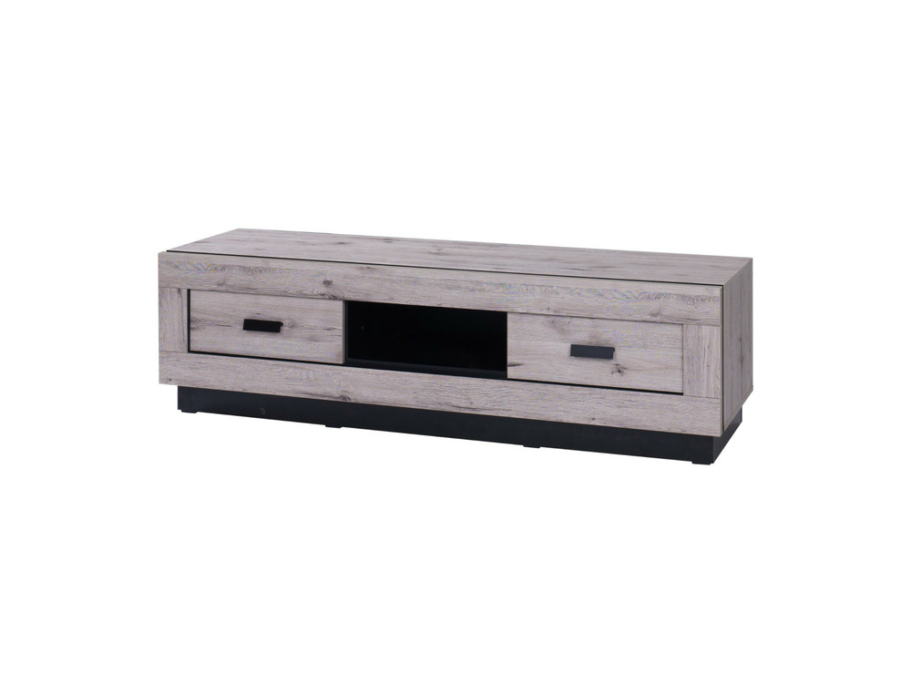 Otis - meuble tv - effet bois gris - 2 tiroirs et 1 niche - 170 cm