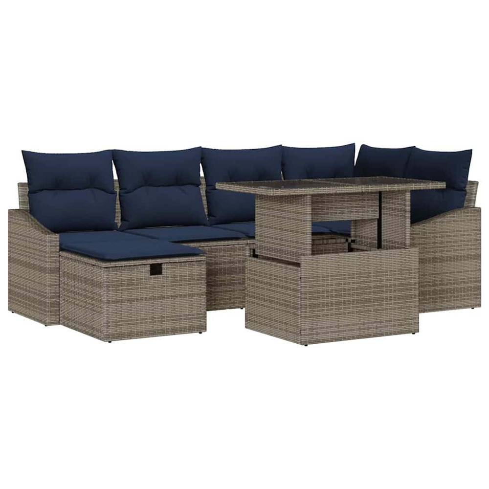 Ensemble de canapé de jardin 7 pcs gris polyrotin