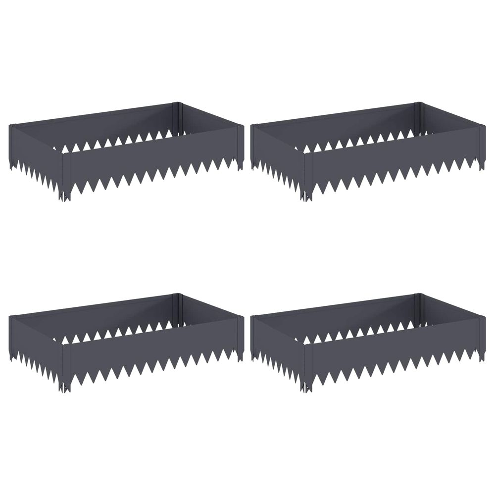 Bordure de pelouse 4 pc 100 x 60 x 20 cm acier anthracite